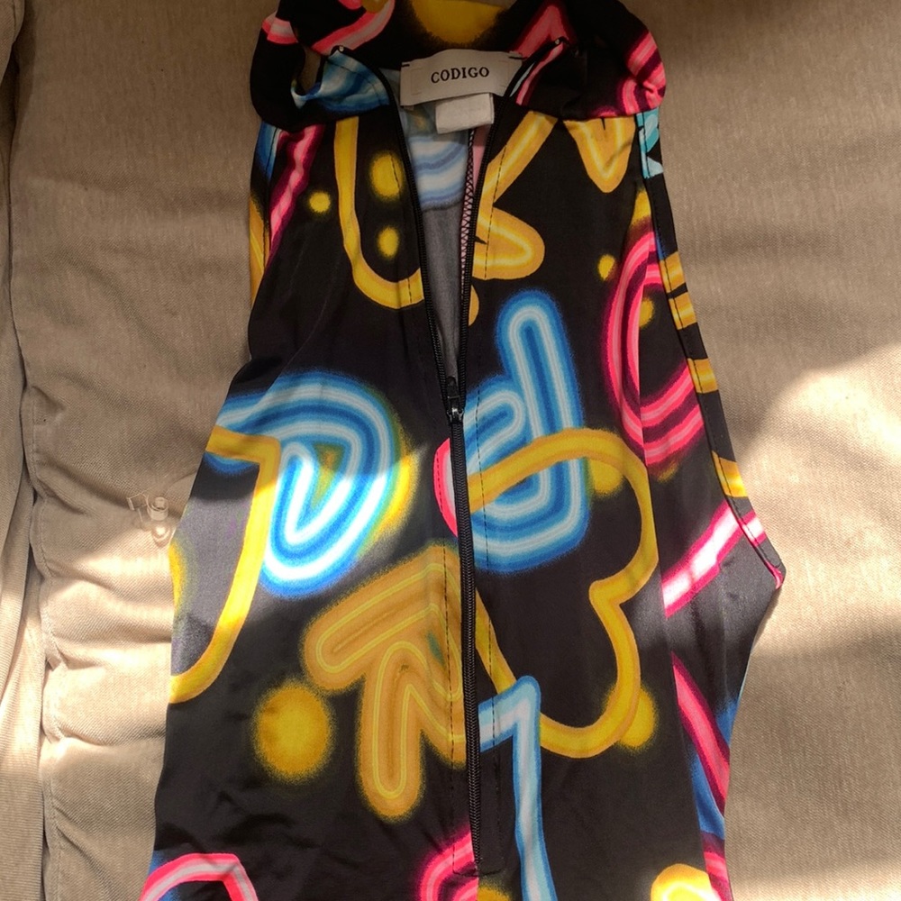 Neon Romper with front zipper